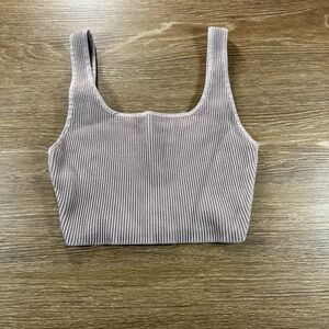 Babaton Aritzia Women's S Ribbed Knit Cropped Tank Top Mauve Pink Minimalist